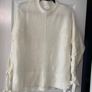 👚 THREE FOR $25 White sweater with ties on arms